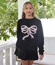Katie J NYC Girls Maggie Black/Pink Bow Sweater Girls Casual Tops Katie J NYC Black Y/S (7/8)
