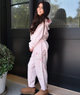 Katie J NYC Girls Dylan Bow Sweatpants Pale Pink/Rose Floral Girls Casual Bottoms Katie J NYC Floral Y/S (7/8)