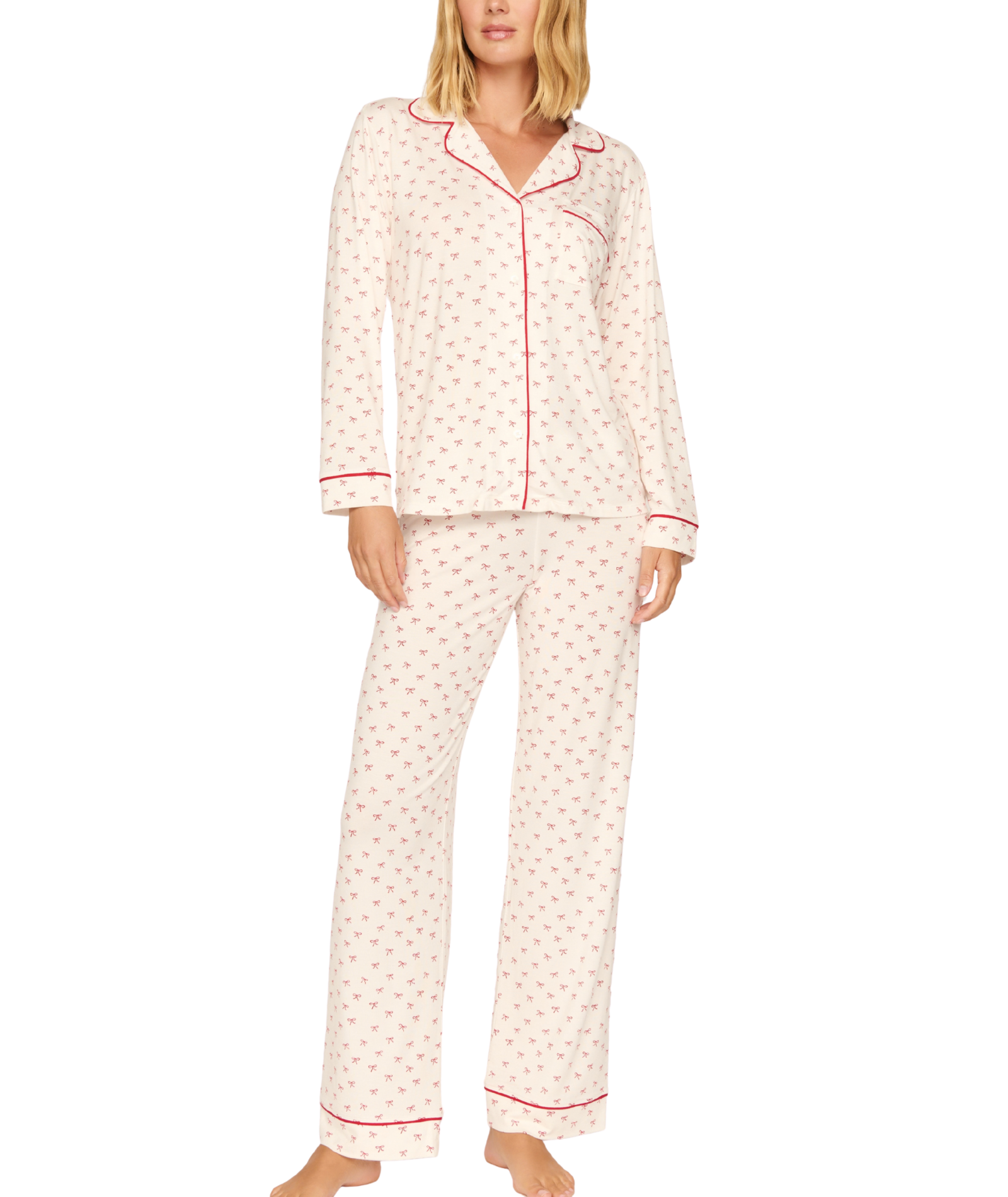 Eberjey Women Gisele Printed Long PJ Set Mini Bows