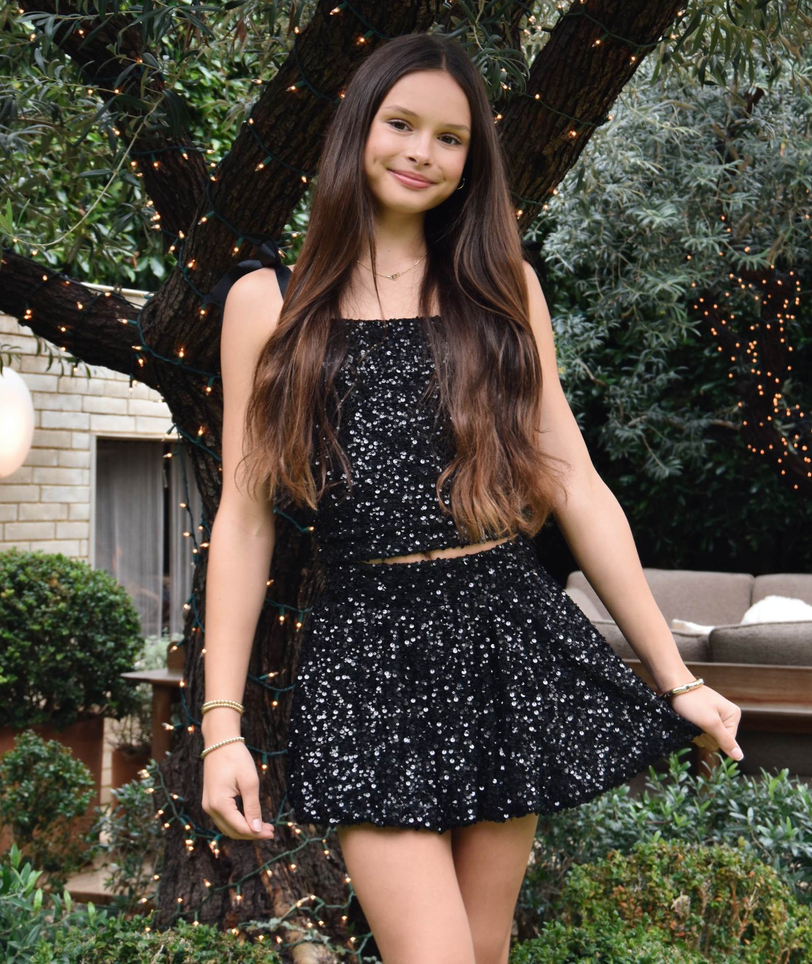 FBZ Girls Marlin Sequin Bubble Skirt Girls Special Bottoms FBZ Flowers By Zoe Black Y/S (7/8)