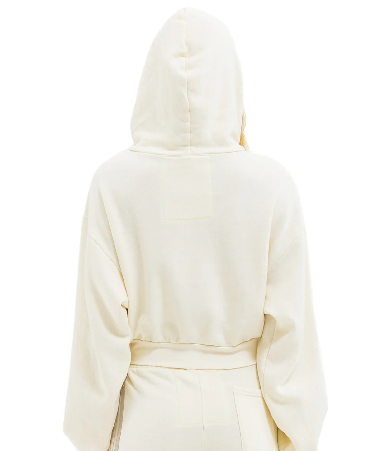 Aviator Nation Women 5 Stripe Cropped Zip Hoodie Vintage White/White Grey Womens Casual Tops Aviator Nation