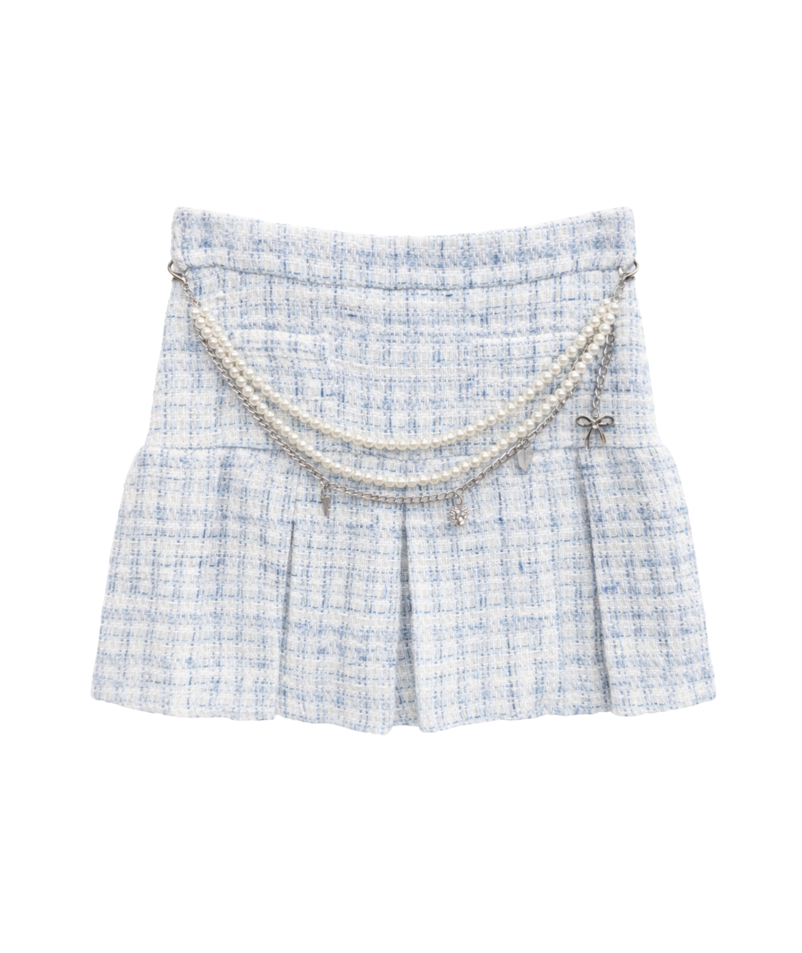 Katie J NYC Girls Blue Boucle Hattie Chain Skirt