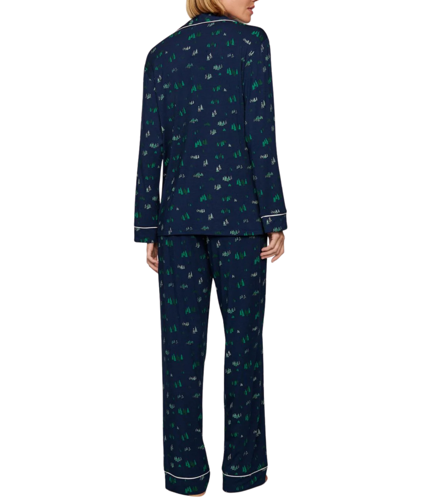 Eberjey Women Gisele Printed Long PJ Set Forest Pine Navy/Ivory Accessories Eberjey