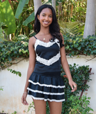 Theme Girls Gemma Black With Cream Lace Satin Ruffle Mini Skirt Girls Casual Bottoms Theme-NYC