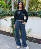 DL1961 Girls Frankie Nightshade Lace Aura Low Slung Wide Leg Jeans Girls Denim DL1961