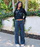 DL1961 Girls Frankie Nightshade Lace Aura Low Slung Wide Leg Jeans Girls Denim DL1961 Black Y/XS (6X)