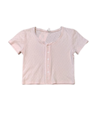 Theme Girls Reese Pastel Pink Lace Heart Pointelle Baby Tee Girls Casual Tops Theme-NYC Pastel Pink Y/S (7/8)