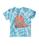 Rowdy Sprout Girls Blue Tie Dye Cowboy Boots Tee Girls Casual Tops Rowdy Sprout Tie Dye Y/4