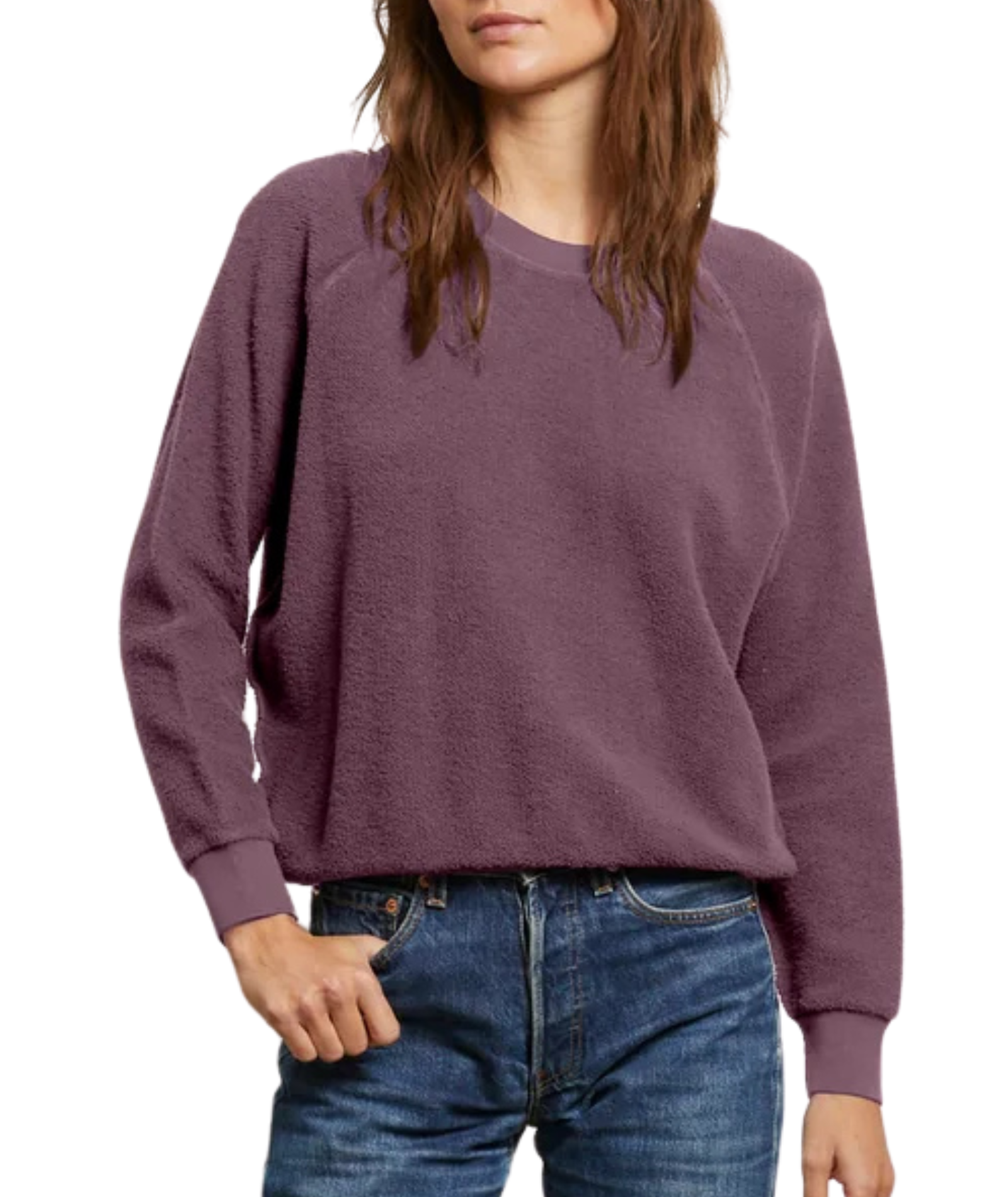 Perfect White Tee Women Ziggy Inside Out Fleece Sweatshirt Womens Casual Tops Perfect White Tee Plum Juniors/Women XS