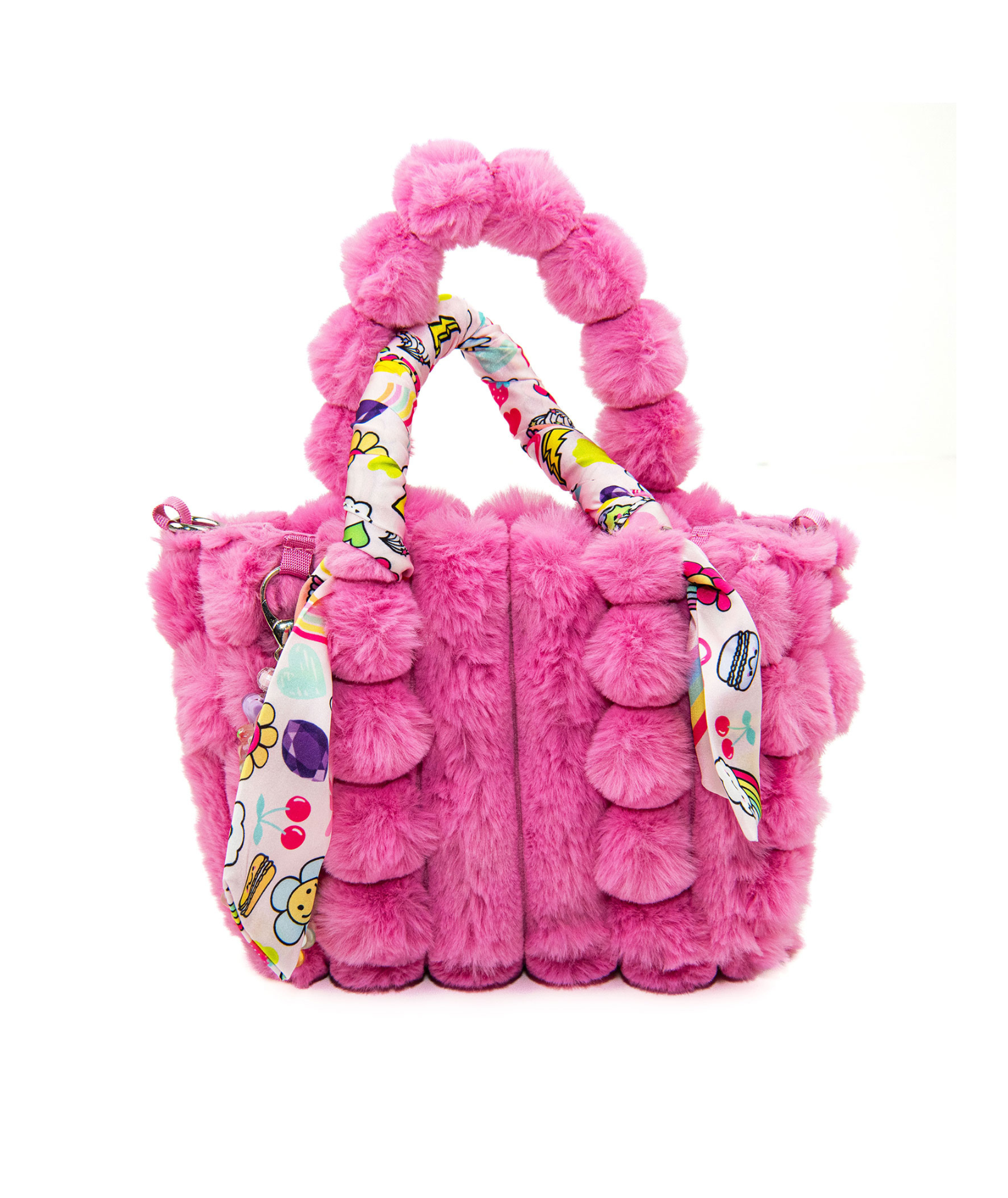 Bari Lynn Lily Fur Charms Tote Bag Accessories Bari Lynn Pink