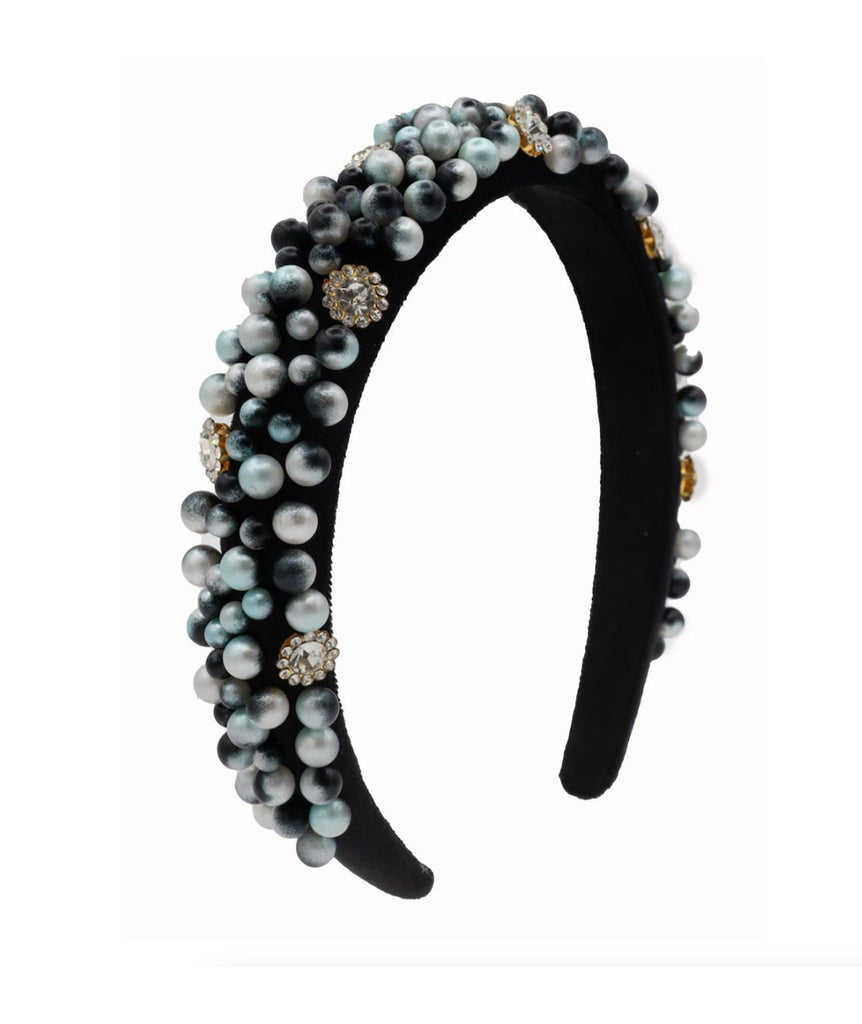 Bari Lynn Headband Velvet Pearl Jewel Accessories Bari Lynn Black One Size Fits Most (Y/7-Y/14) 