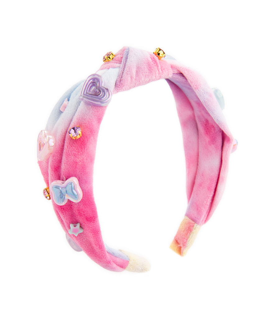 Bari Lynn Knot Headband Plush Charm Pink Multi Accessories Bari Lynn   