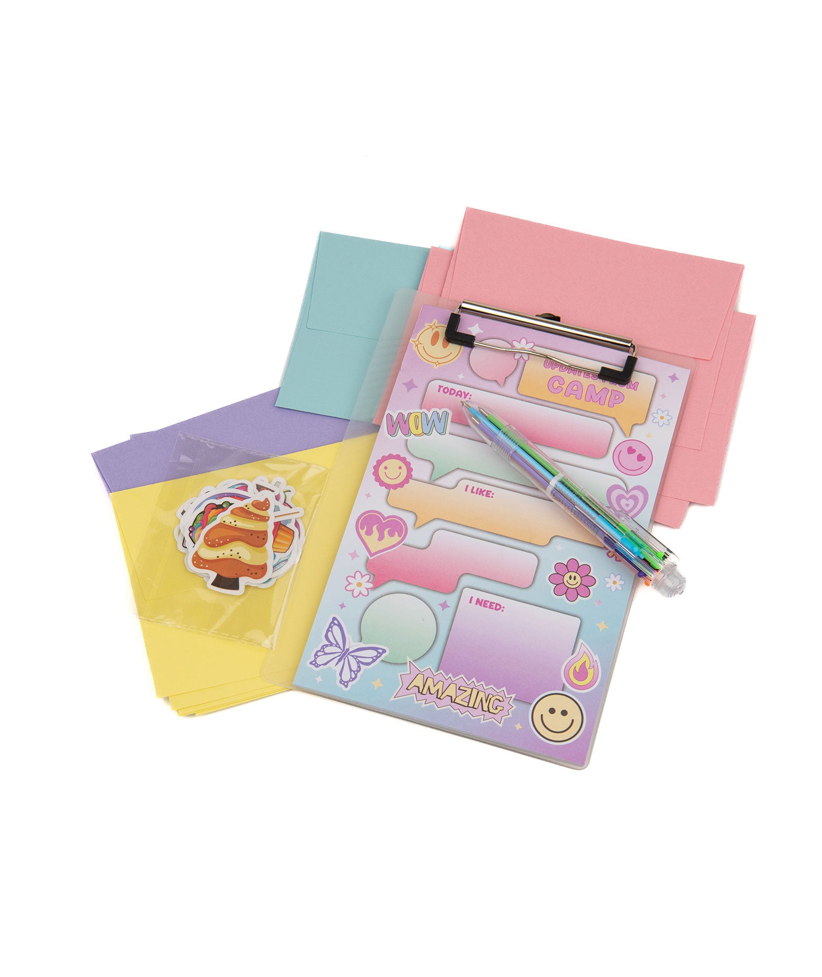 Bari Lynn Stationery With Clipboard and Stickers Camp Icons