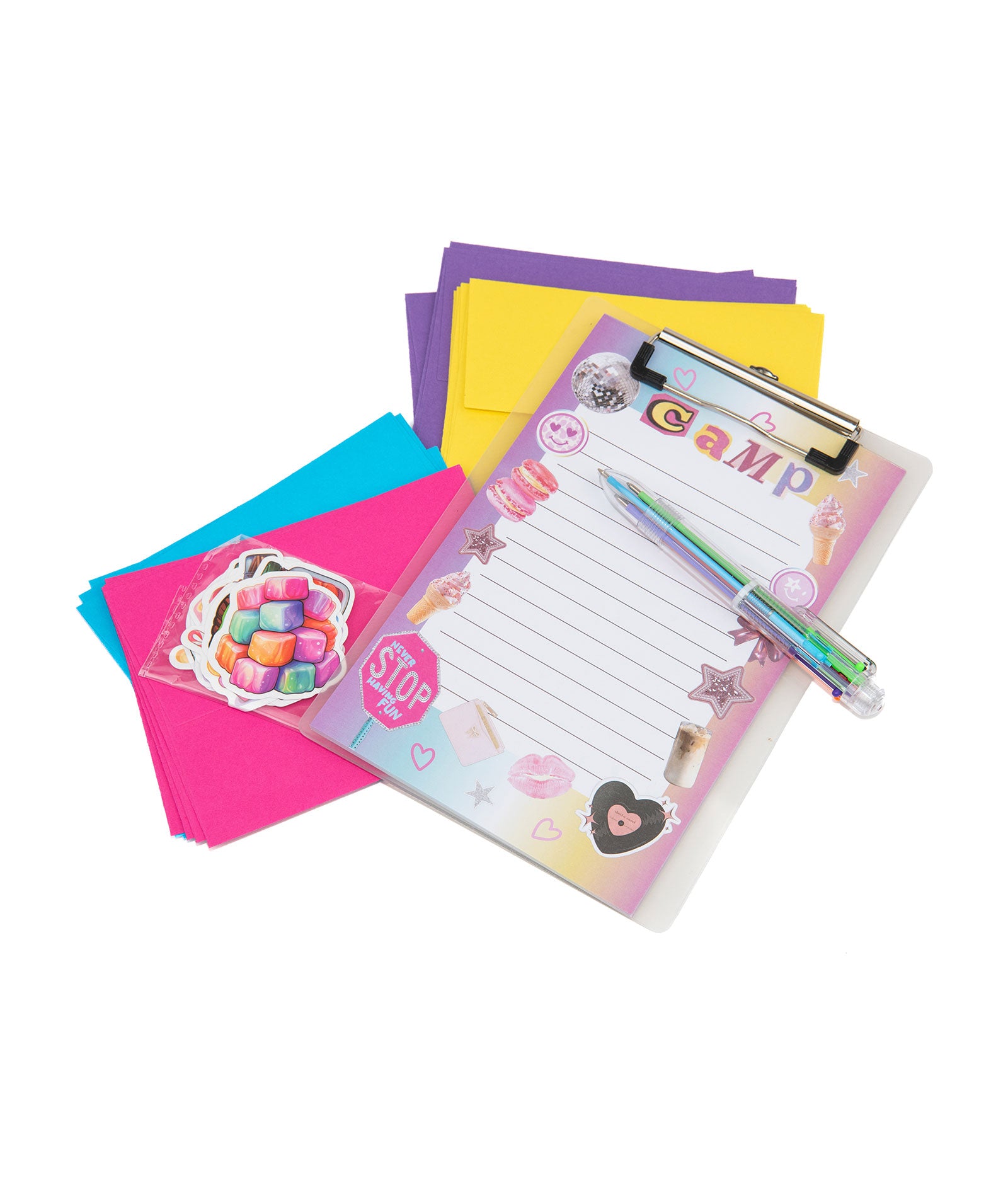 Bari Lynn Stationery With Clipboard and Stickers Camp Text