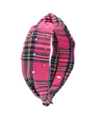 Bari Lynn Knot Headband Crystallized Pink Plaid Accessories Bari Lynn Plaid