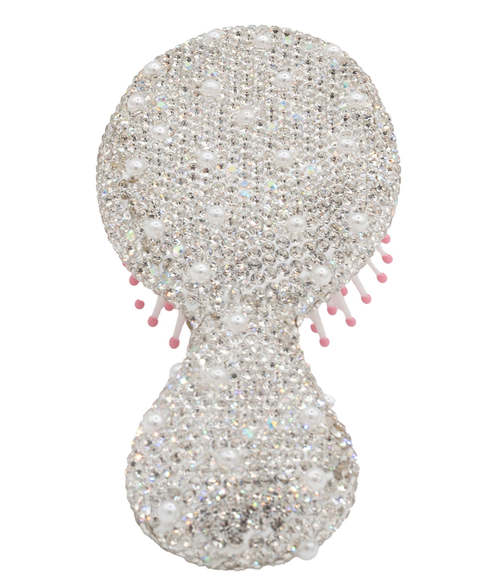 Bari Lynn Crystal Mini Brush Pearl/Clear Stone Accessories Bari Lynn White