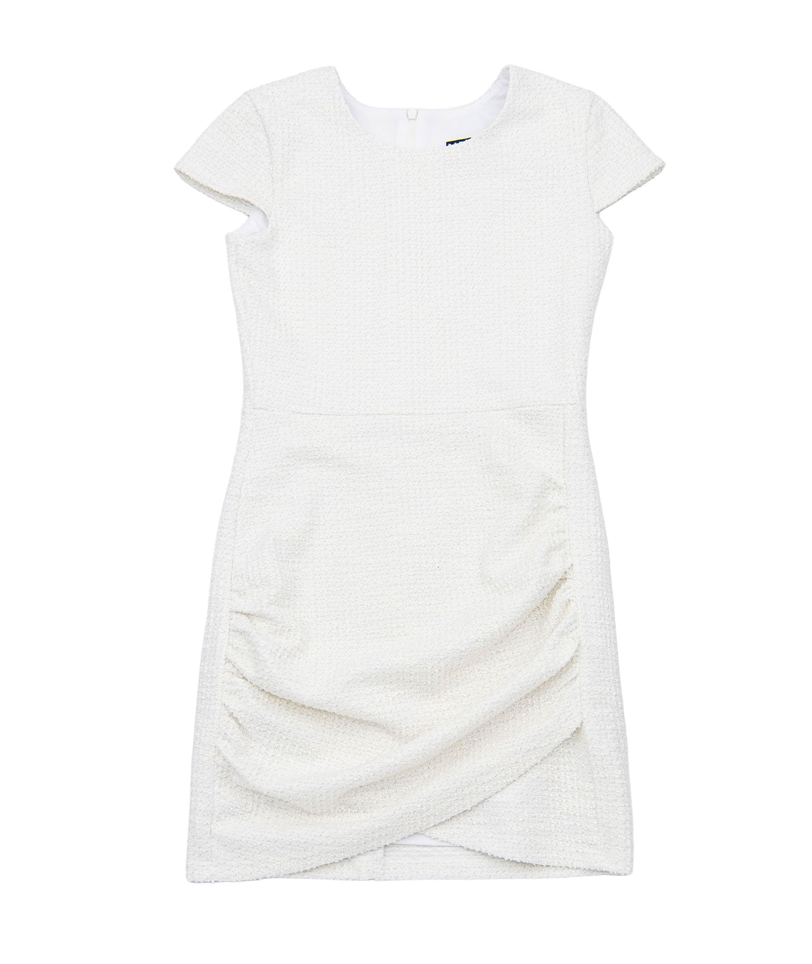 By Debra Girls Sadie Cap Sleeve Ruched Dress Ivory Boucle