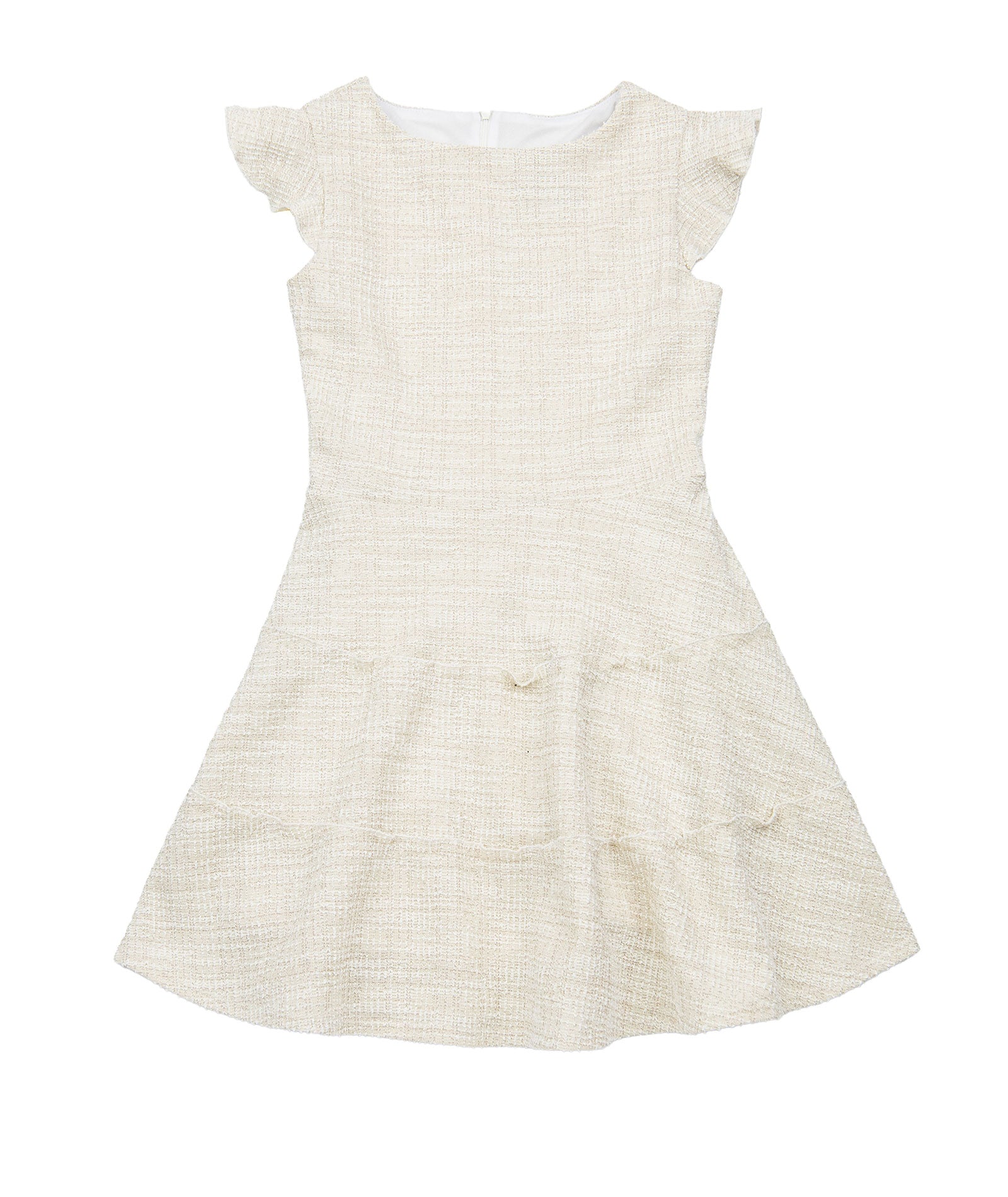 By Debra Girls Sara 3 Tier Dress Ivory/Gold Boucle