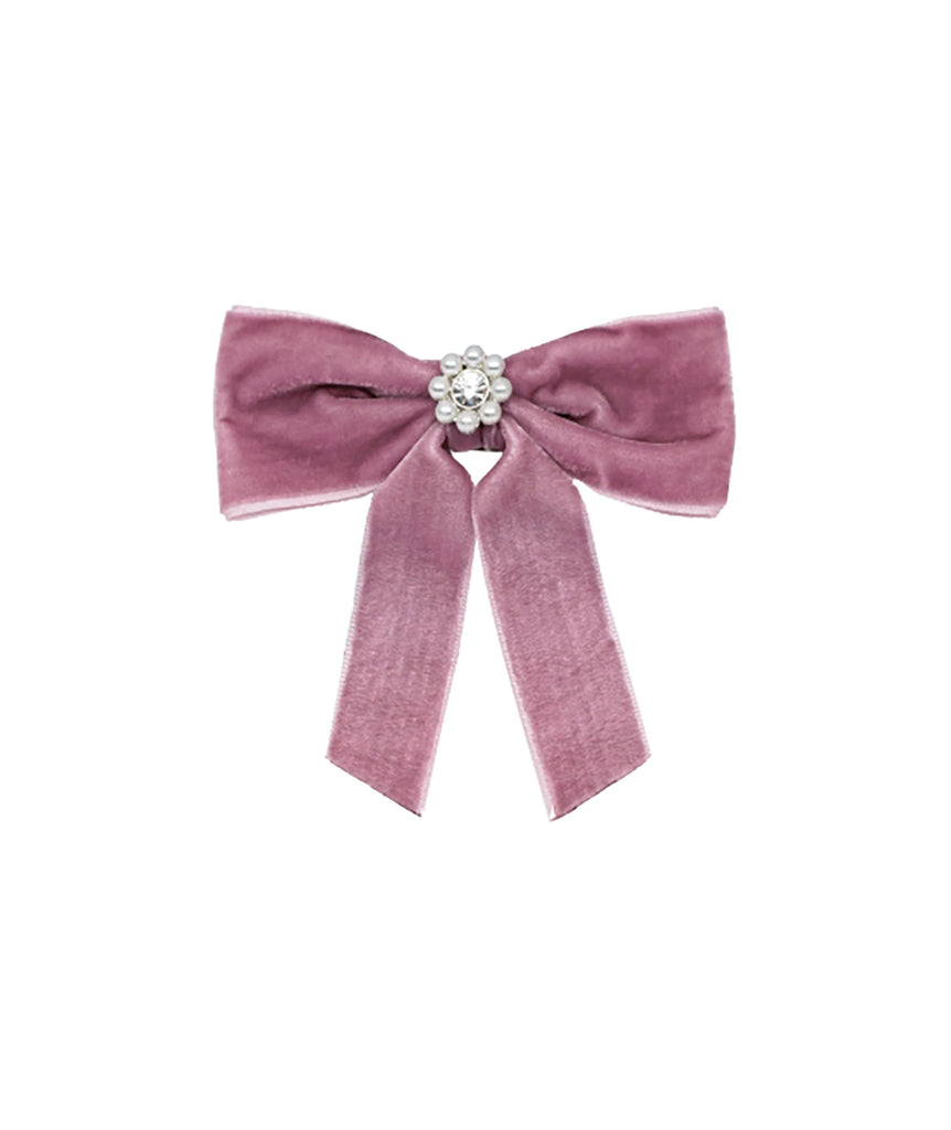 Emi Jay Mini Iconic Velvet Bow Barette in Mauve Accessories Emi Jay   