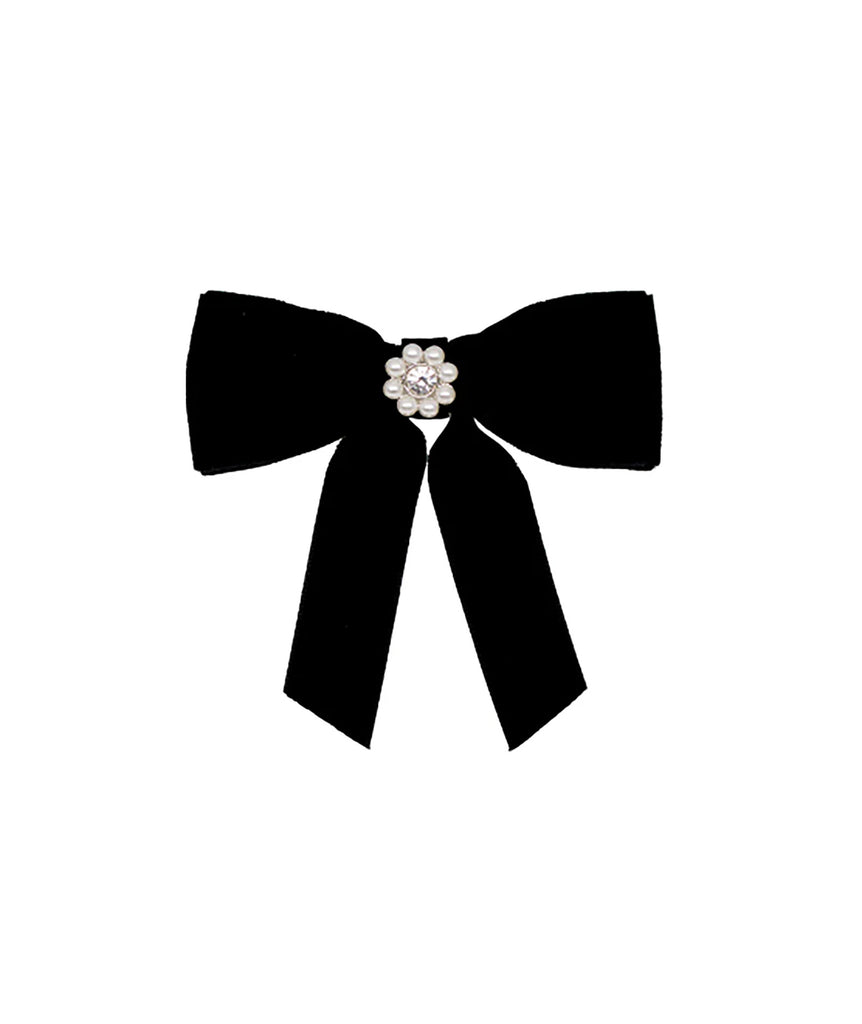 Emi Jay Mini Iconic Velvet Bow Barette in Noir Accessories Emi Jay   