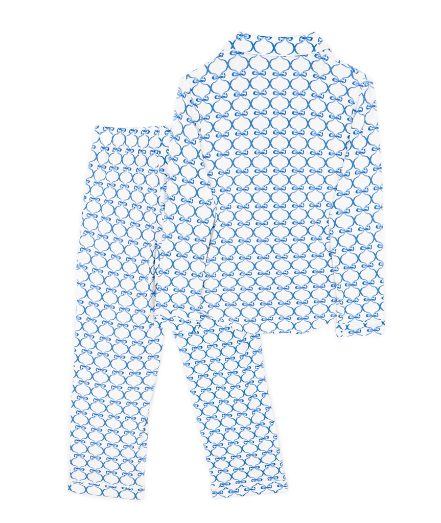 Katie J NYC Girls Blue Bows Maia PJ Pants Set Accessories Katie J NYC   