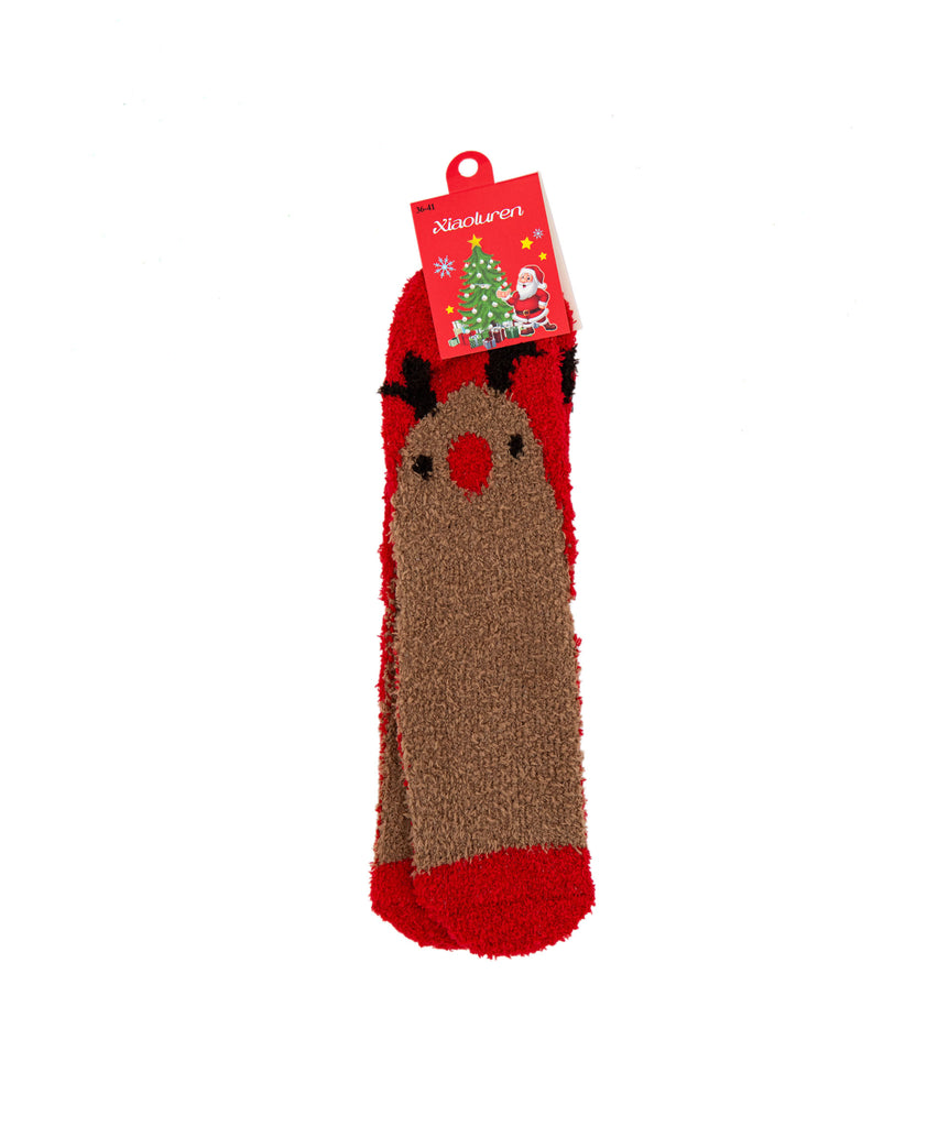 Fuzzy Holiday Socks Distressed/seasonal accessories Frankie's Exclusives Reindeer  