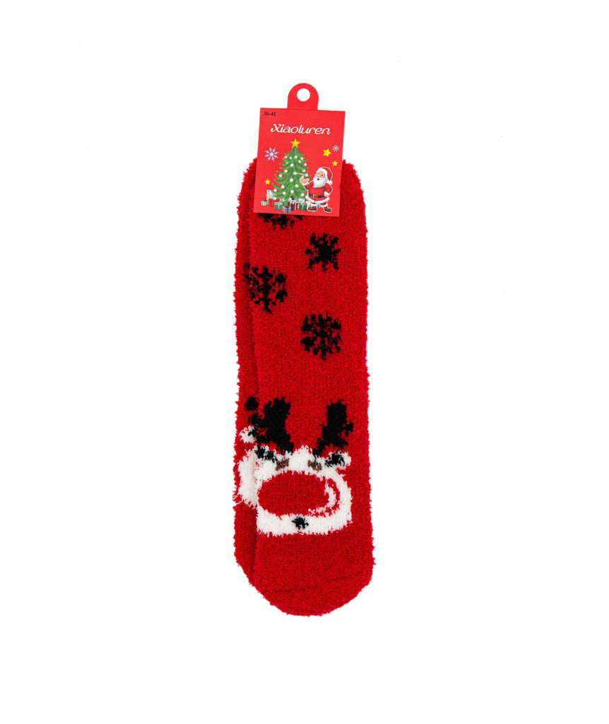 Fuzzy Holiday Socks Distressed/seasonal accessories Frankie's Exclusives Multi Snowflake  