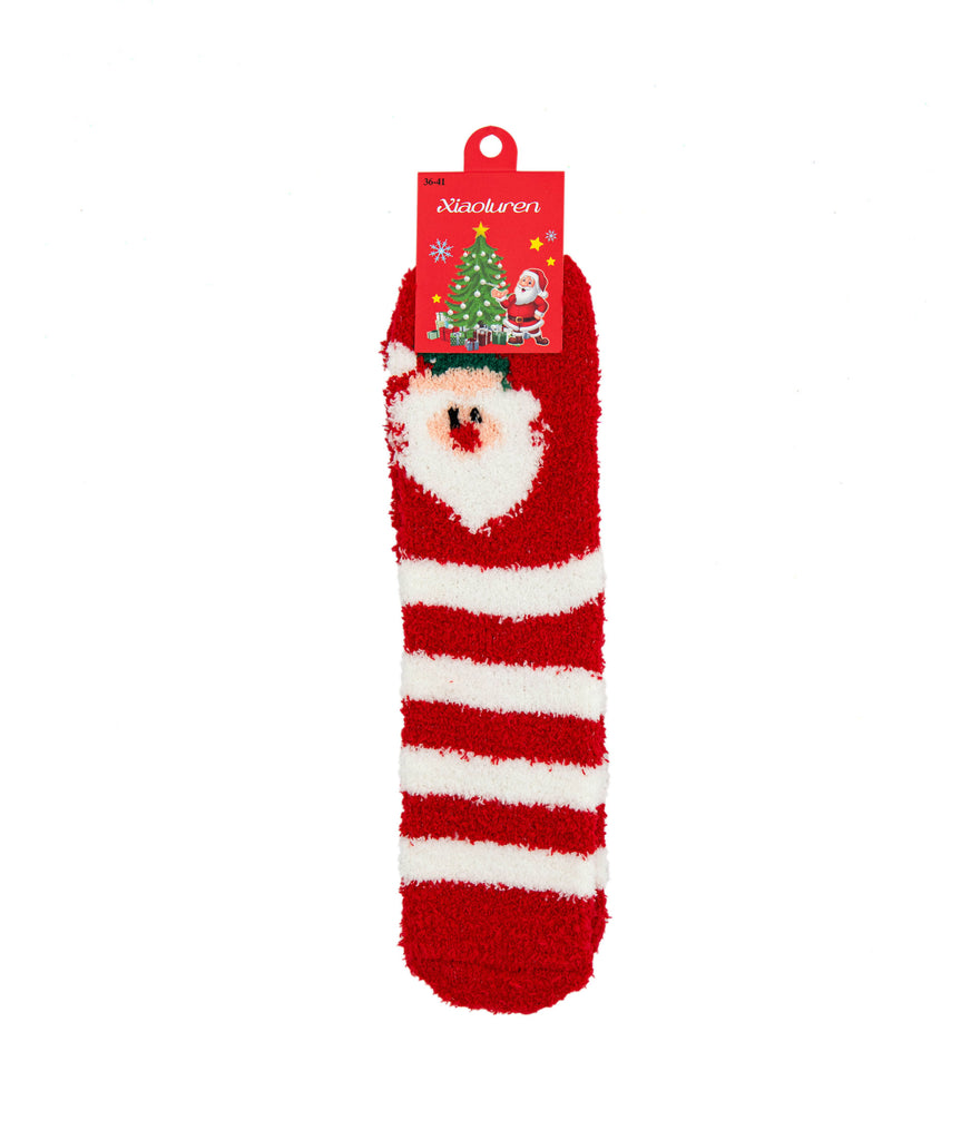 Fuzzy Holiday Socks Distressed/seasonal accessories Frankie's Exclusives Santa Stripe  