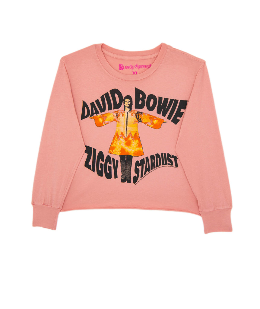 Rowdy Sprout Girls David Bowie Crop Long Sleeve Tee Girls Casual Tops Rowdy Sprout   