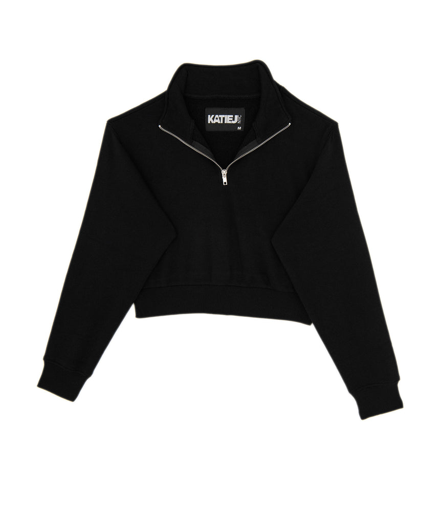 Katie J NYC Girls Dylan 3/4 Zip Hoodie Girls Casual Tops Katie J NYC Black Y/S (7/8) 