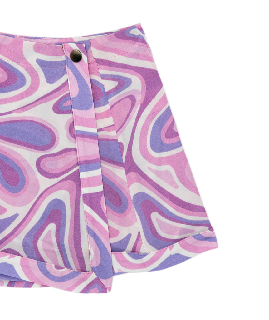 Theme Girls Soleil Wrap Skirt Purple Pink Abstract Girls Casual Bottoms Theme-NYC   