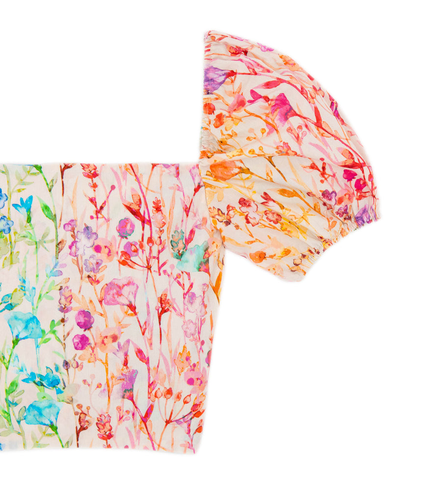 Theme Girls Noa Top Rainbow Watercolor Floral Girls Casual Tops Theme-NYC   