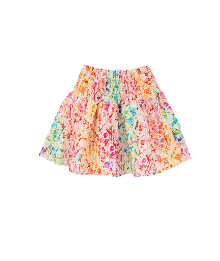 Theme Girls Jules Mini Skirt Rainbow Watercolor Floral Girls Casual Bottoms Theme-NYC   