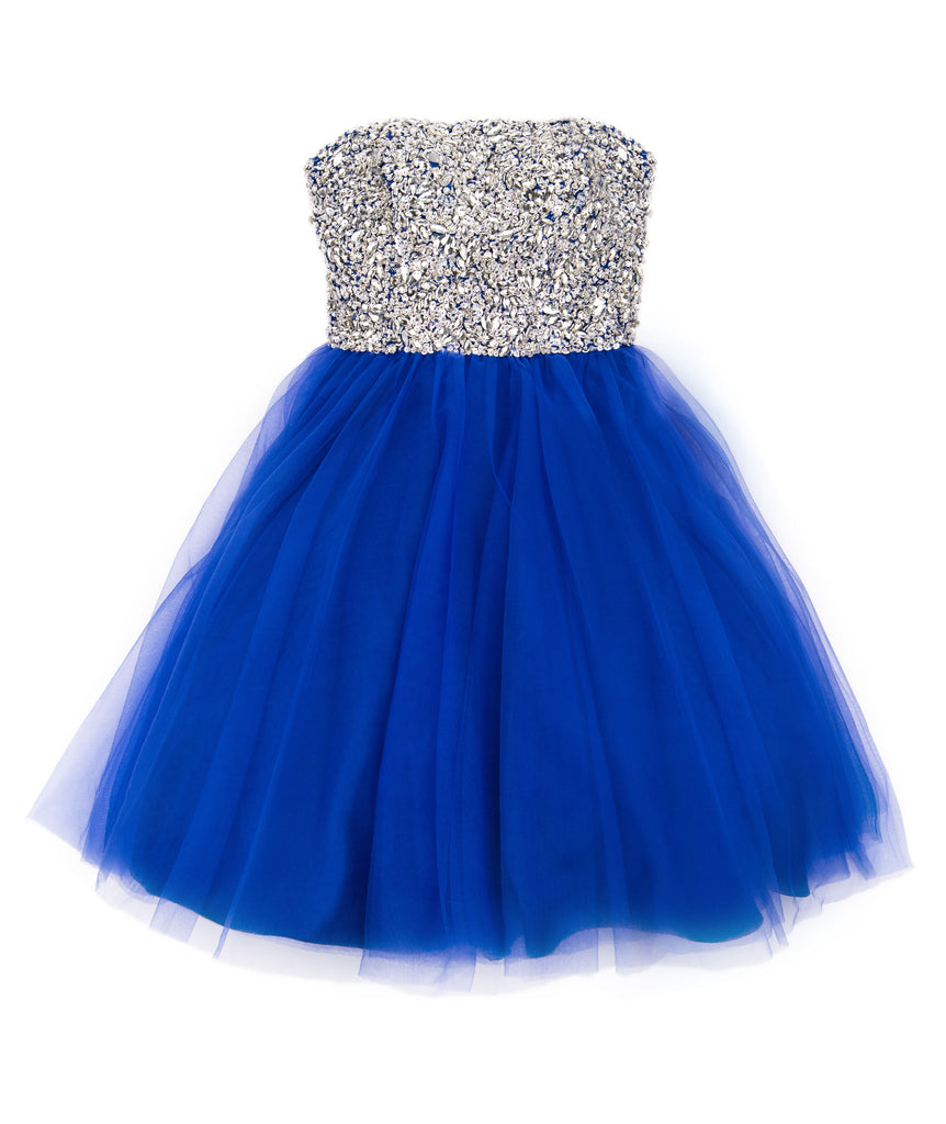 Jovani Juniors Royal Blue Ulla Crystal Tulle Dress Girls Special Dresses Jovani   