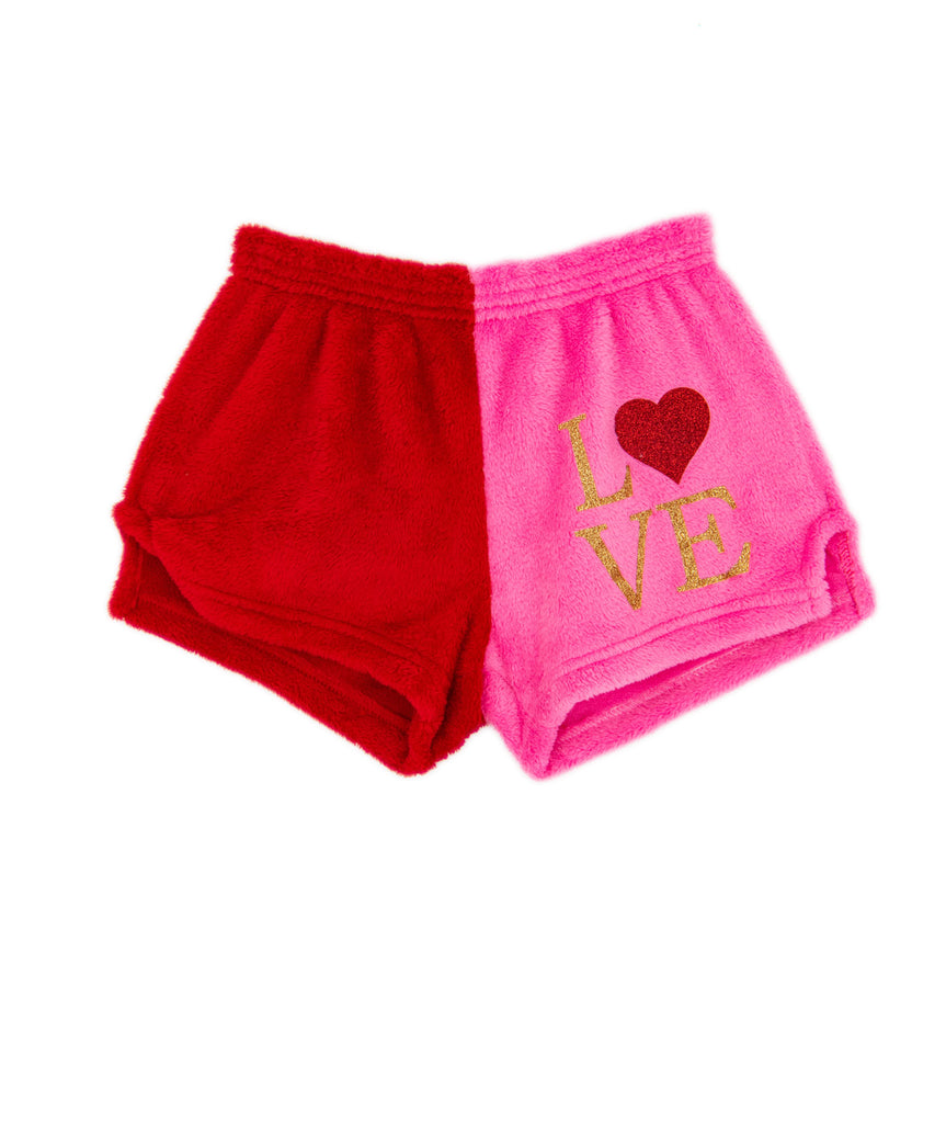 Made with Love and Kisses Girls Red/Pink Love Heart Shorts Distressed/seasonal accessories Made with Love and Kisses   