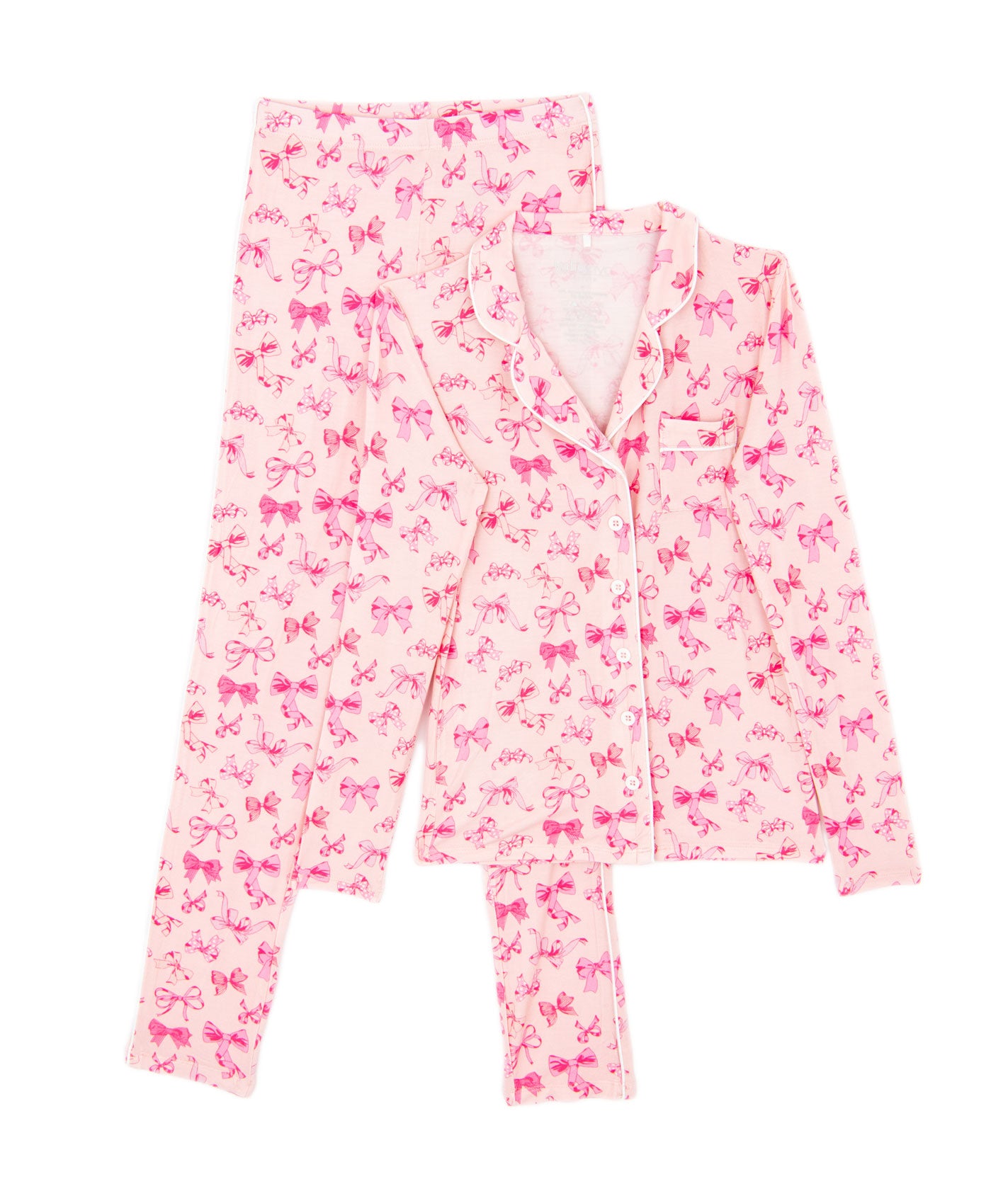 Katie J NYC Juniors Pink Bows Maia Pants PJ Set Accessories Katie J NYC   