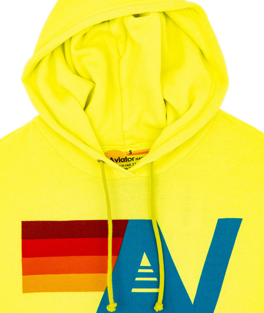 Aviator Nation Women Logo Relaxed Pullover Hoodie Neon Yellow Womens Casual Tops Aviator Nation   