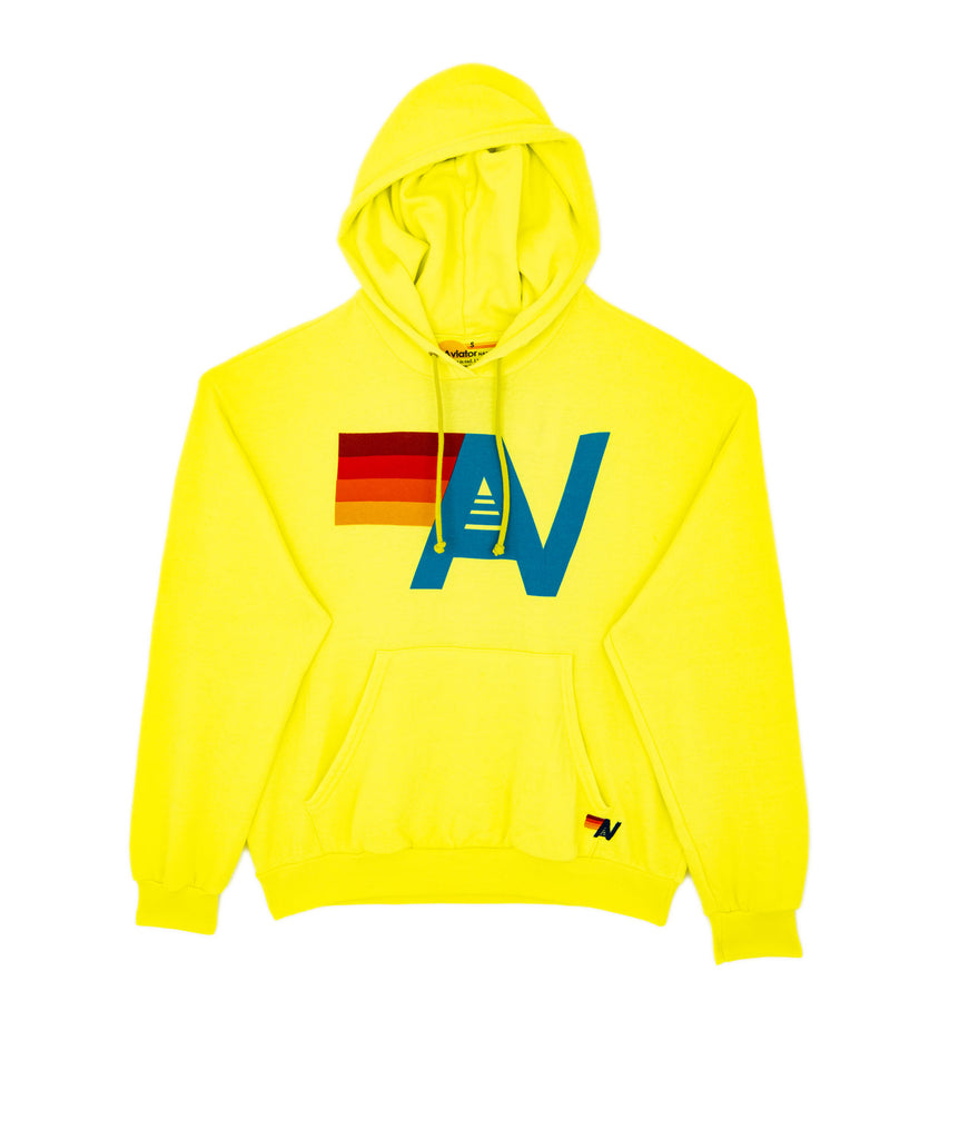 Aviator Nation Women Logo Relaxed Pullover Hoodie Neon Yellow Sale 2023 Aviator Nation   