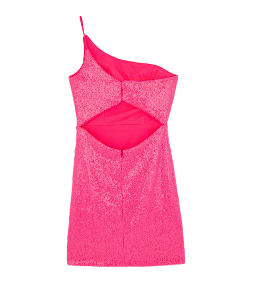 Alyce Women Neon Pink One Shoulder Sequin Dress Girls Special Dresses Alyce   