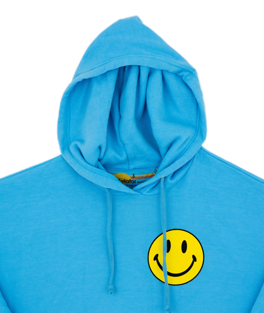Aviator Nation Women Smiley 2 Relaxed Cropped Pullover Hoodie Sky Sale 2023 Aviator Nation   