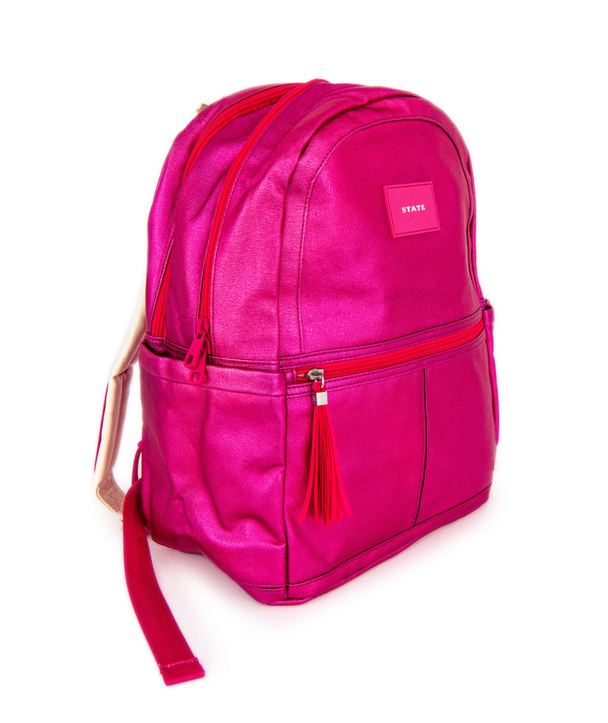 State Bags Kane Kids Double Pocket Backpack Hot Pink Multi Accessories State bags   
