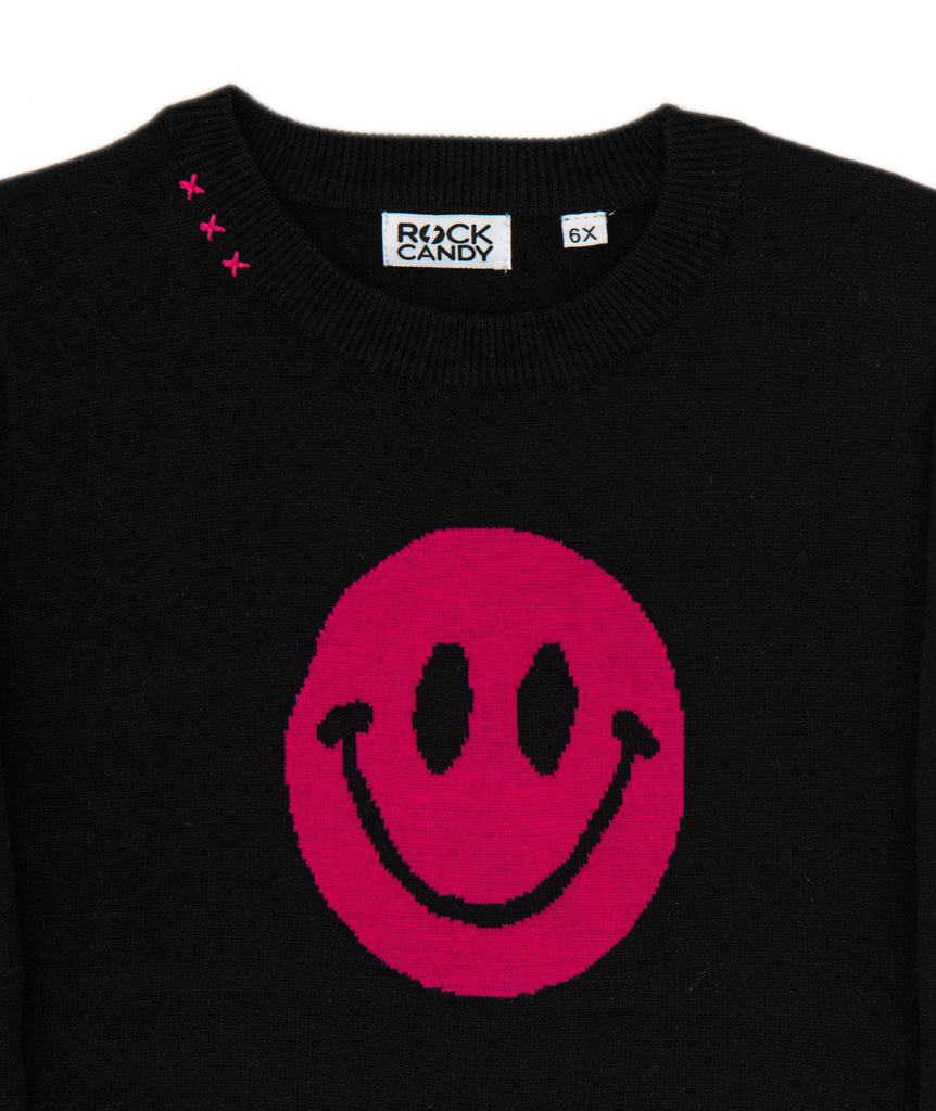 Rock Candy Girls Black Smiley Sweater Girls Casual Tops Rock Candy   