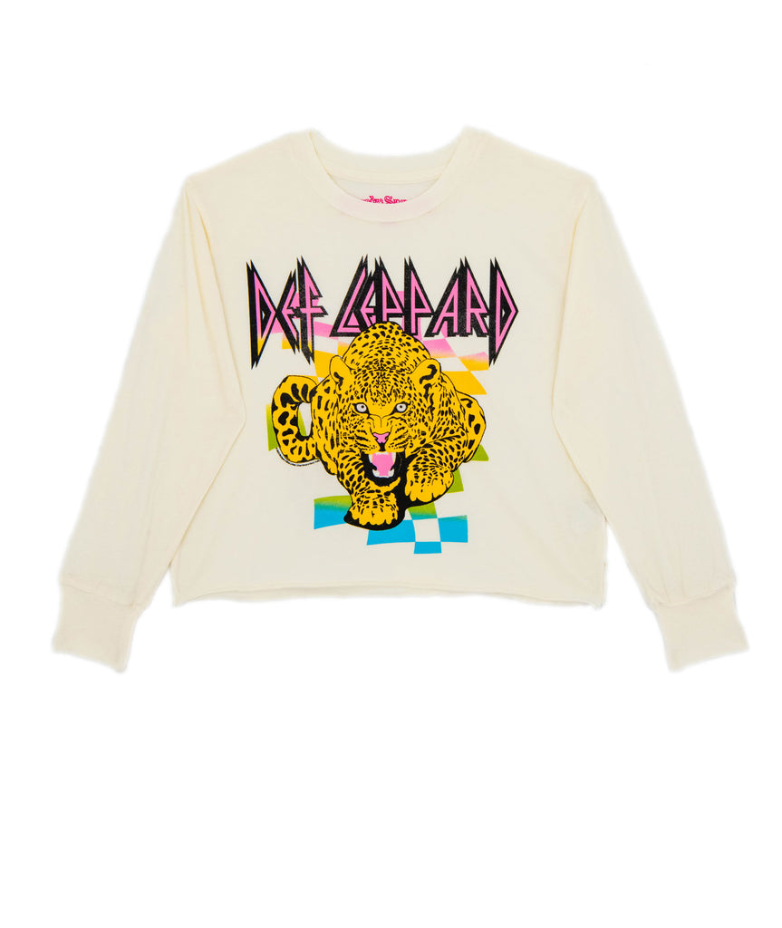 Rowdy Sprout Girls Def Leppard Crop Long Sleeve Tee Girls Casual Tops Rowdy Sprout   