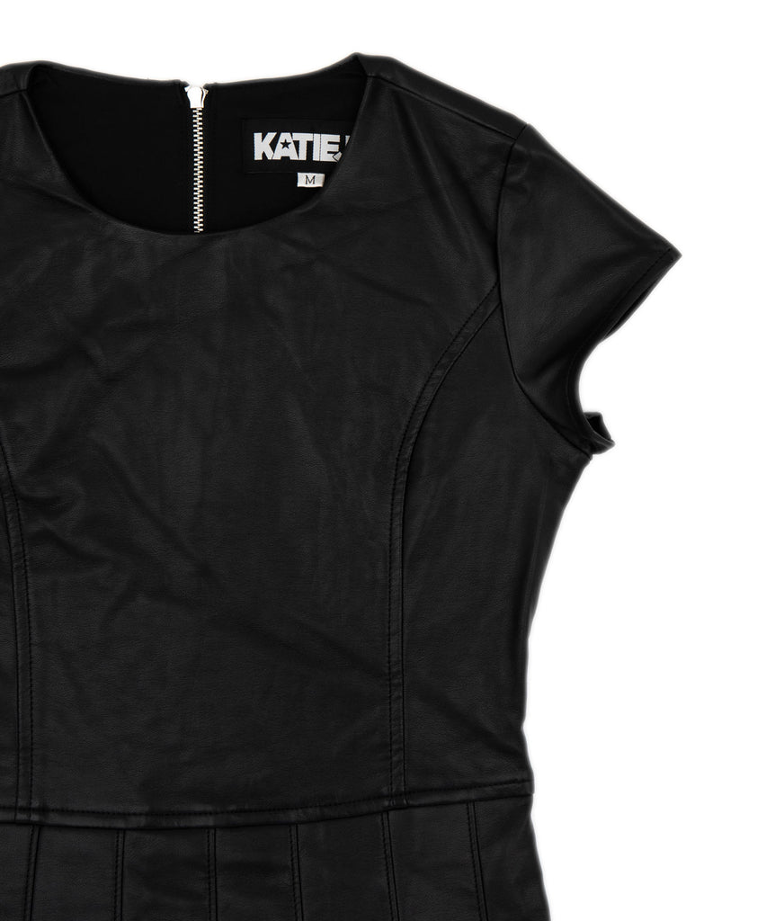 Katie J NYC Juniors Eddie Vegan Leather Dress Womens Casual Dresses Katie J NYC   