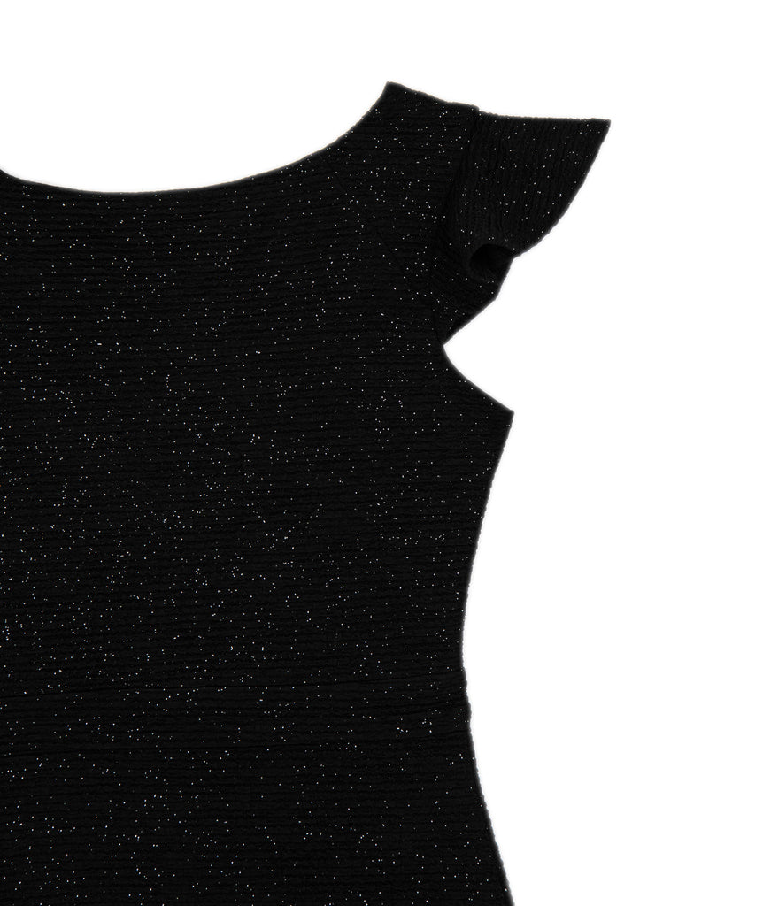 By Debra Girls Black Sparkle Flutter Sleeve Sheath Dress Sale 2023 By Debra   
