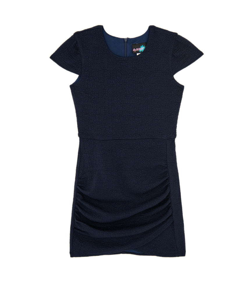 By Debra Girls Navy Ruched Cap Sleeve Dress Sale 2023 By Debra   