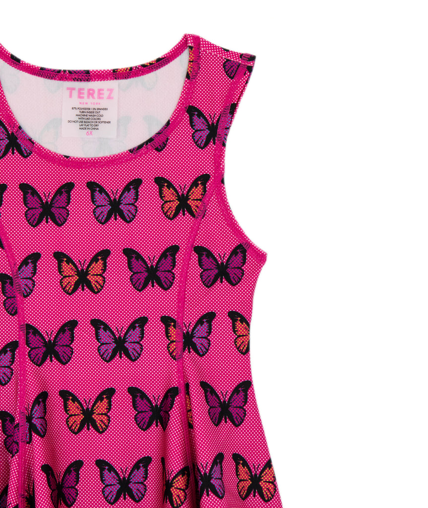 Terez Girl Pink Butterfly Skater Dress Girls Casual Dresses Terez   