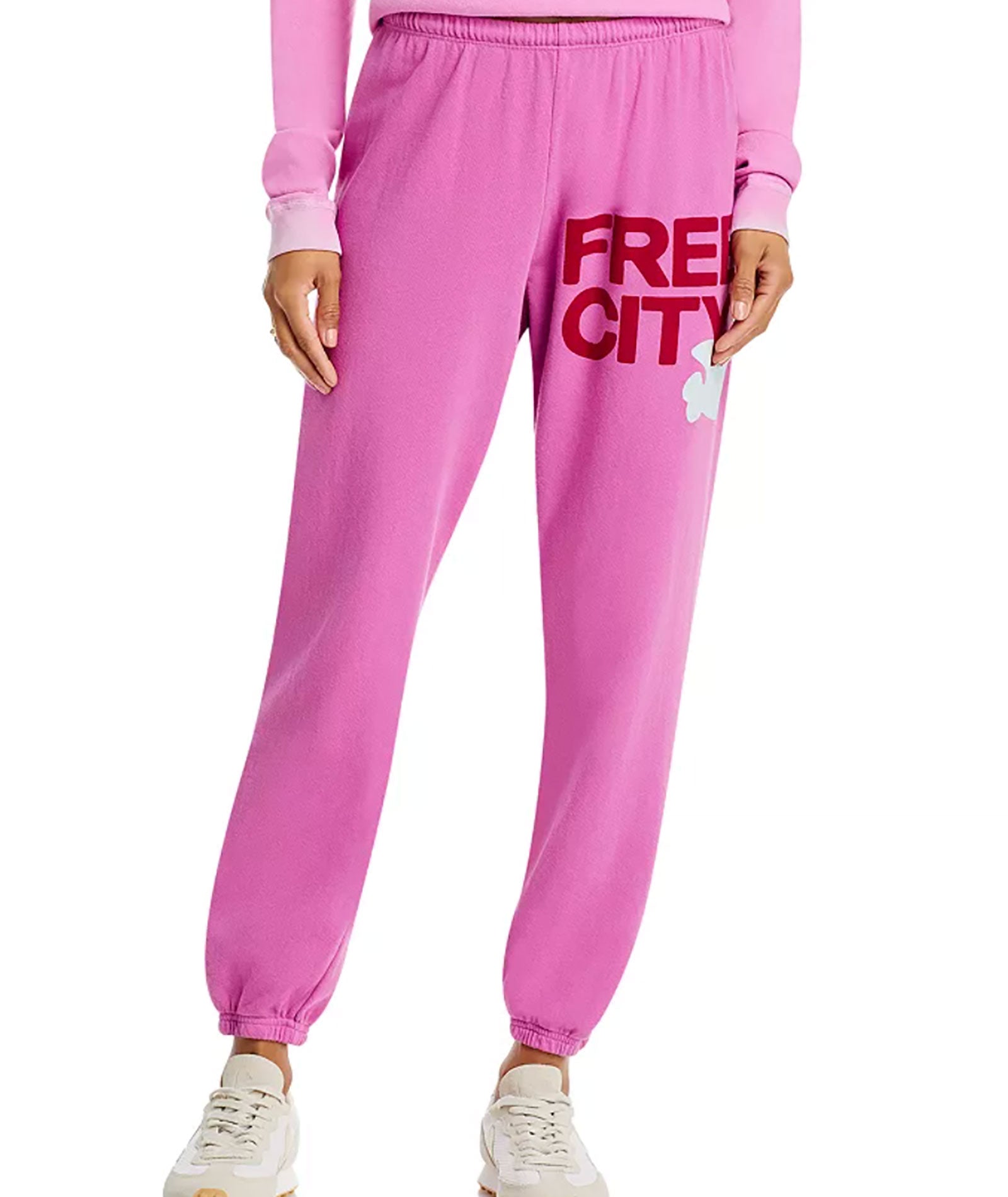 FREECITY Women Large Sweatpants Pink Lips Cherry