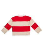 8apart Women Cooper Striped Polo Sweater Taupe/Red Womens Casual Tops 8apart