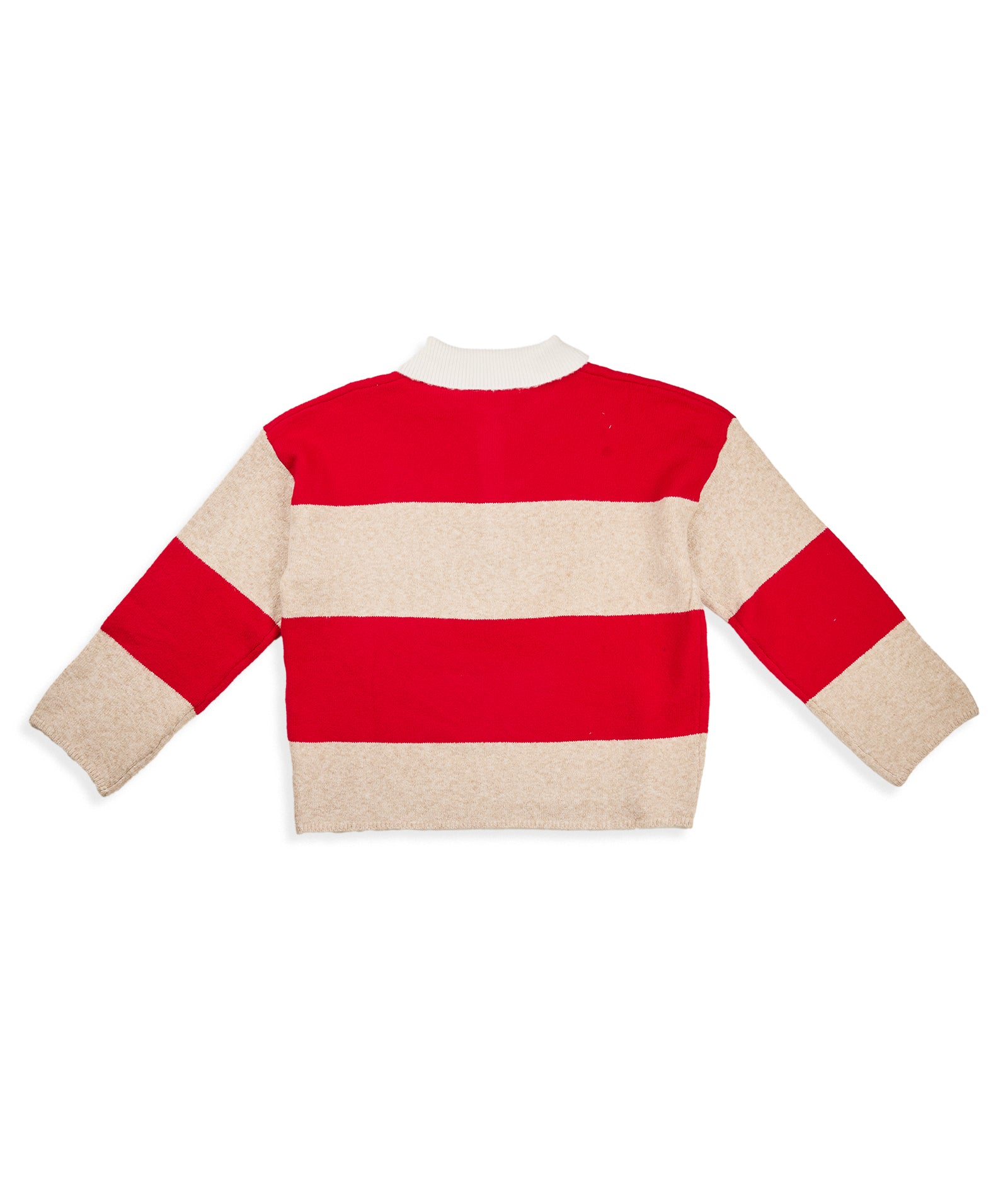8apart Women Cooper Striped Polo Sweater Taupe/Red Womens Casual Tops 8apart